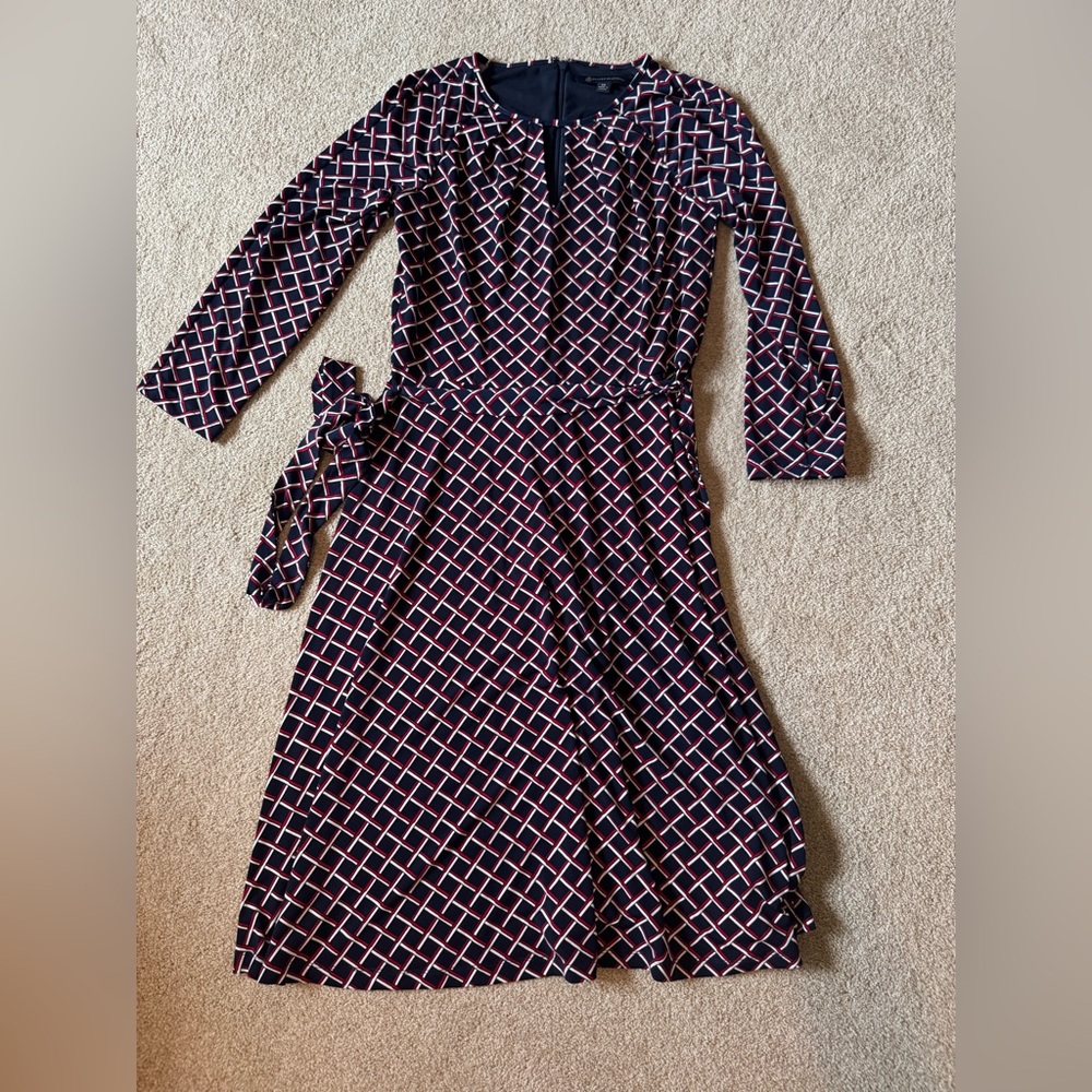 Brooks Brothers Navy and White Long Sleeve Dress